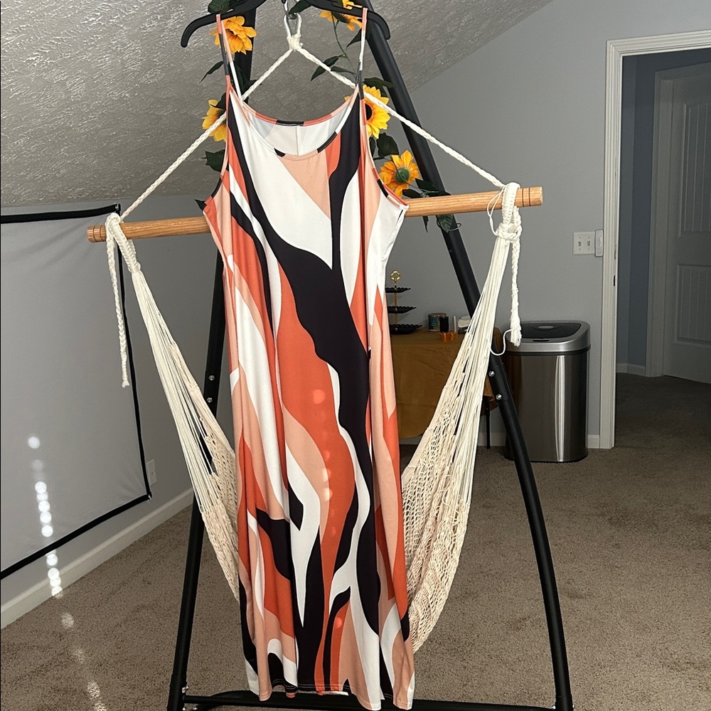 Abstract Print Sleeveless Dress